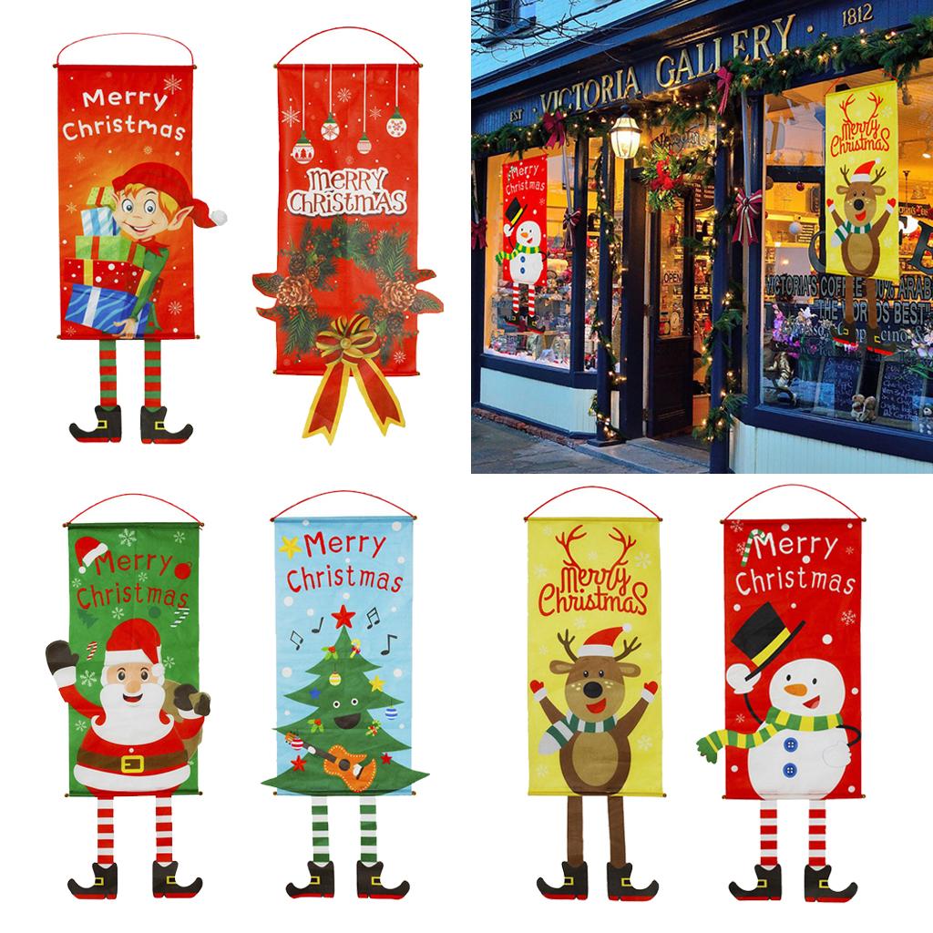 Merry Christmas Ornaments Santa Claus Banner Door Window Hanging Decor-01