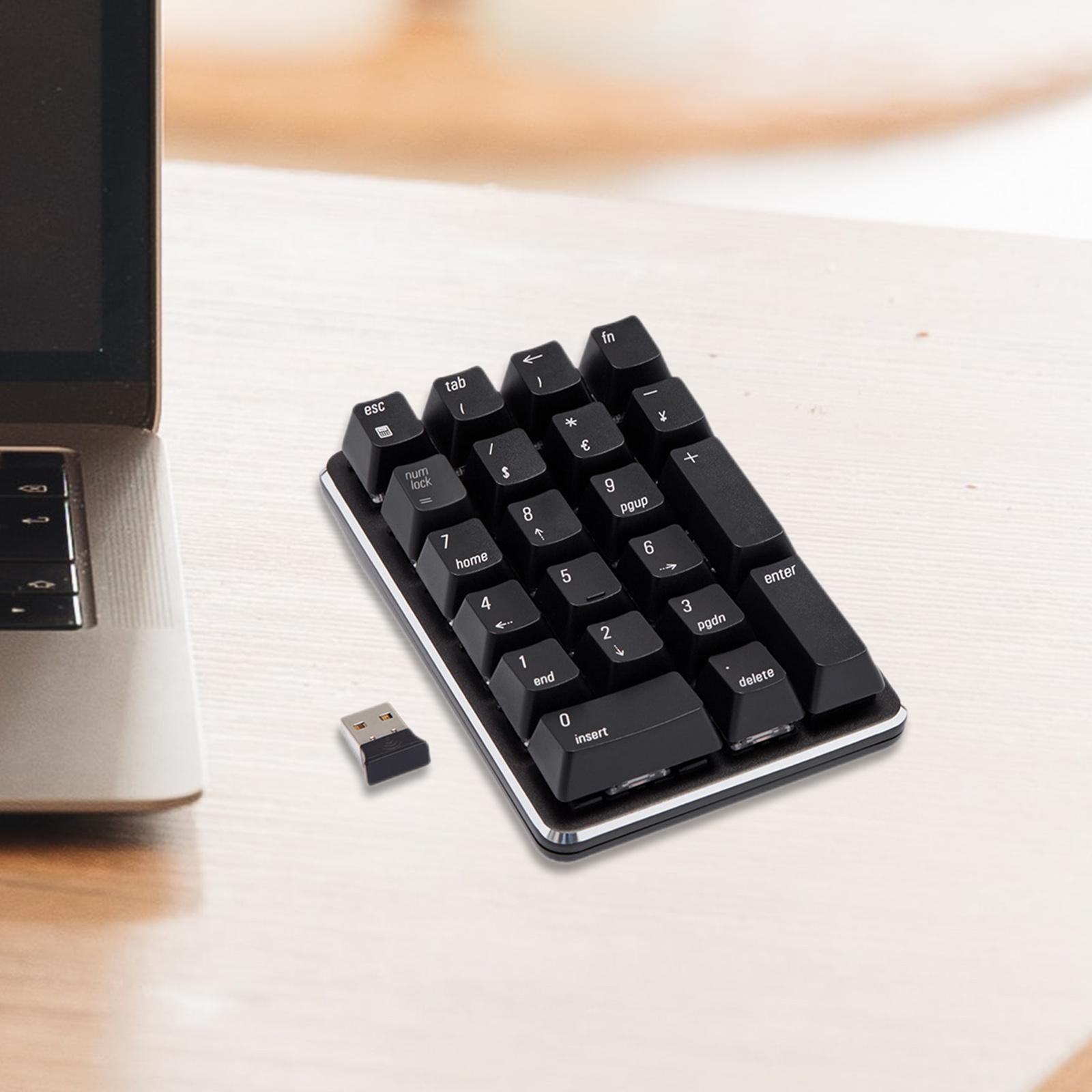 2.4G Wireless Mechanical Numeric Keypad 21 Keys Mini Keyboard Black