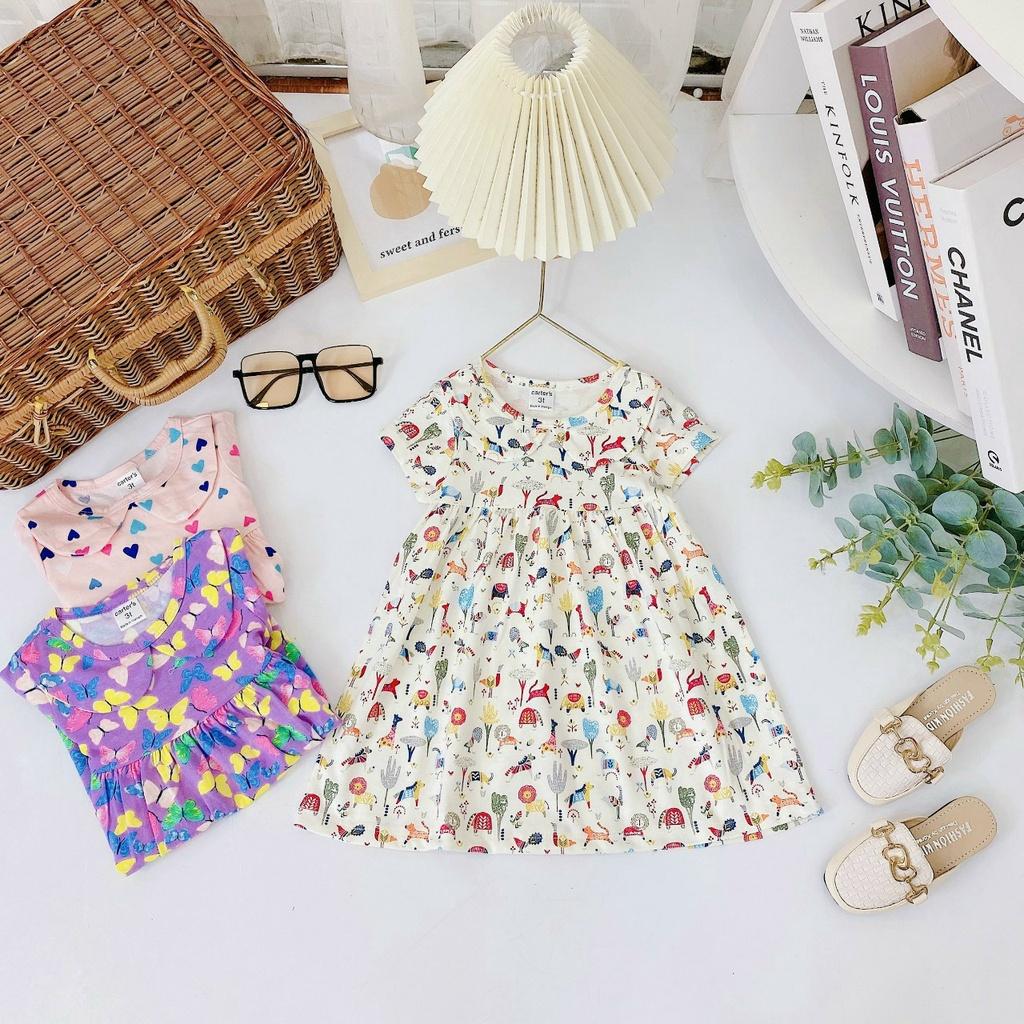 Đầm váy babydoll mùa hè cho bé gái size 5-18kg chất thun cotton mềm mịn mát