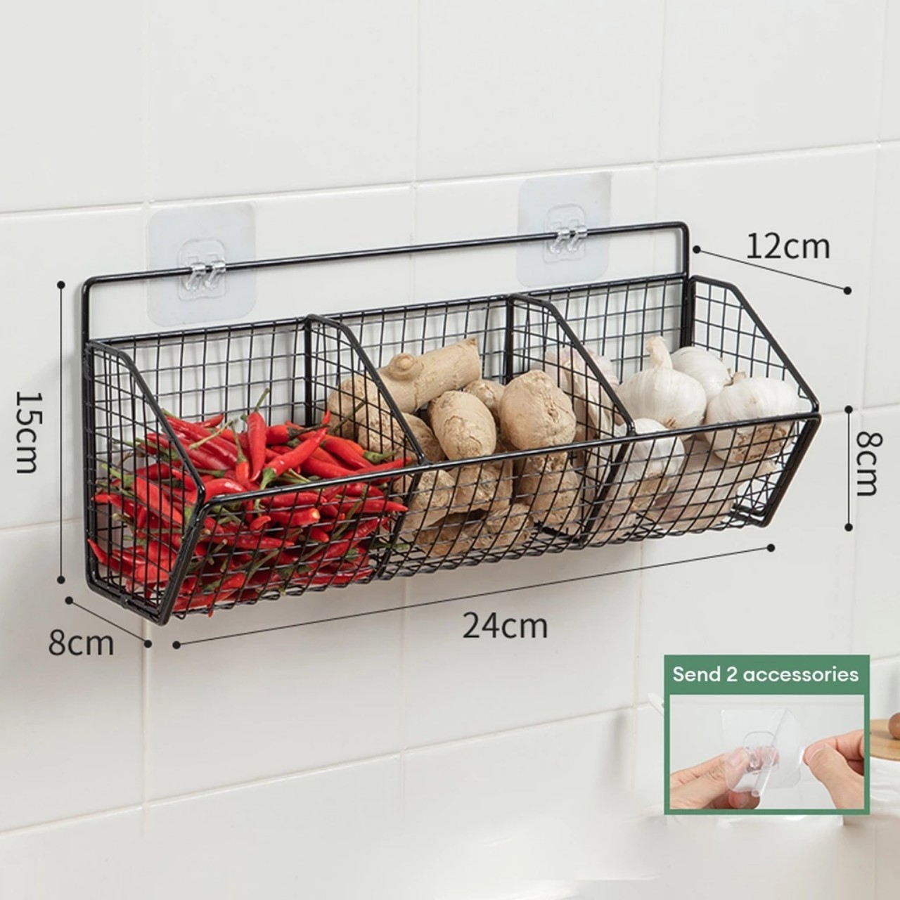 Kệ Lưới Đựng Gia Vị Dán Tường,Kệ Nhà Bếp, Đựng Hành Tỏi, Đồ Nhà Tắm... Tặng Kèm Miếng Dán Siêu Chắc Chắn - HÀNG CHÍNH HÃNG MINIIN