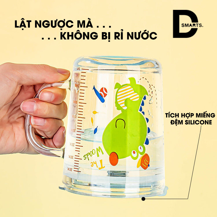 Cốc thủy tinh chống tràn tuyệt đối thiết kế nhỏ gọn,dung tích 400ml dễ dàng mang theo mọi nơi