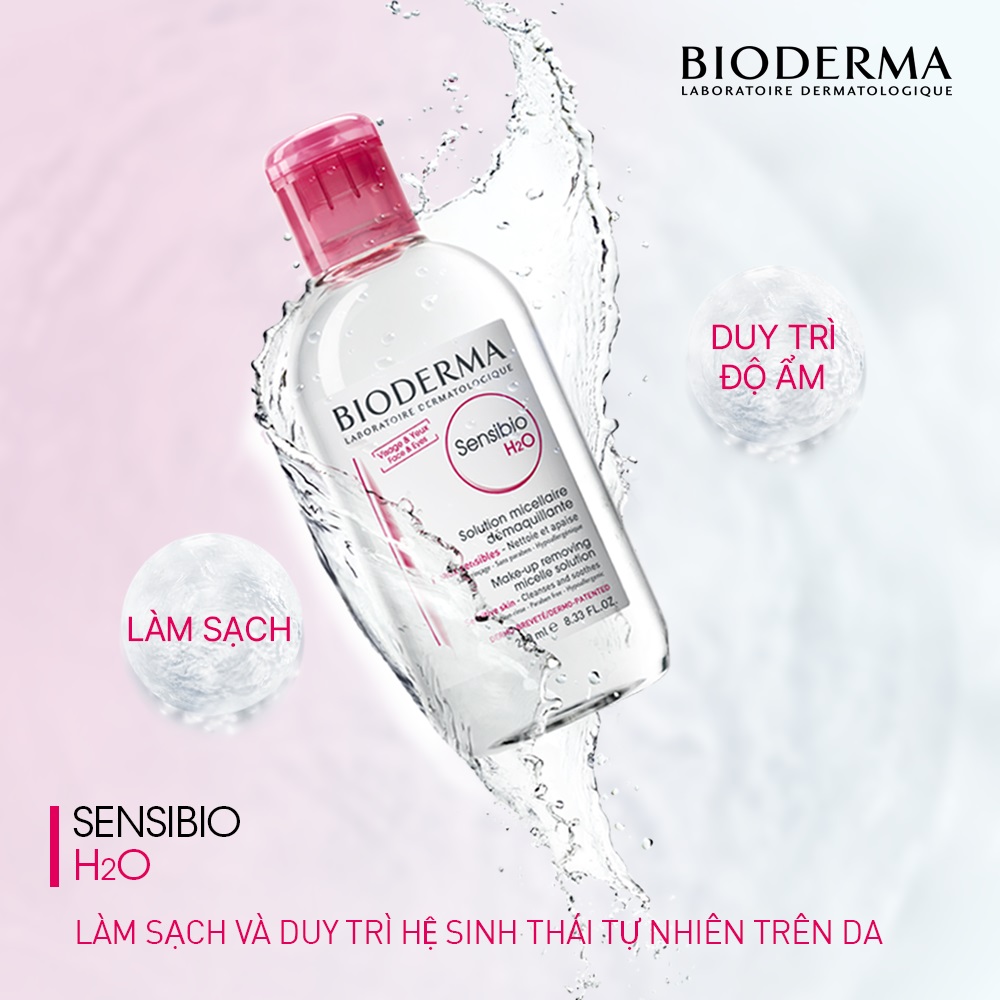 Nước Tẩy Trang Cho Da Nhạy Cảm BIODERMA Sensibio H2O 500ml + Tặng 3 gói sữa rửa mặt thải độc Super Vegitoks Cleanser 3ml