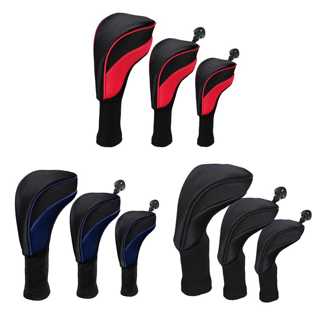 3pcs Golf Club Headcover 460cc Hybrid Driver Wood Head Cover No. 1 3 5