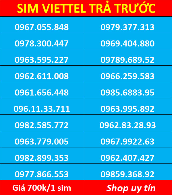 Sim số đẹp Viettel - hàng chính hãng - Đăng kí chính chủ