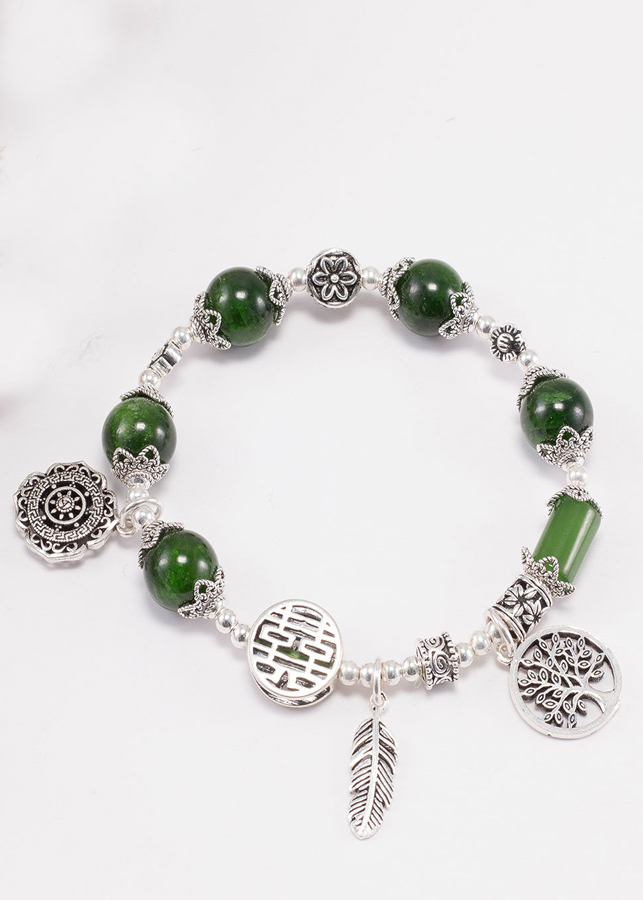 Vòng tay đá diopside phối charm bạc  Ngọc Quý Gemstones