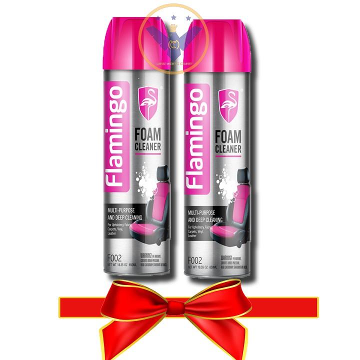 COMBO 2 chai xịt bọt tẩy vệ sinh nội thất xe ô tô đa năng Flamingo 650ml