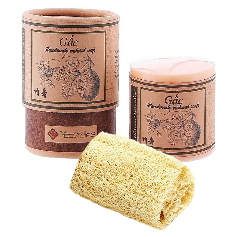 Xà phòng gấc tặng xơ mướp - Gac Handmade Soap