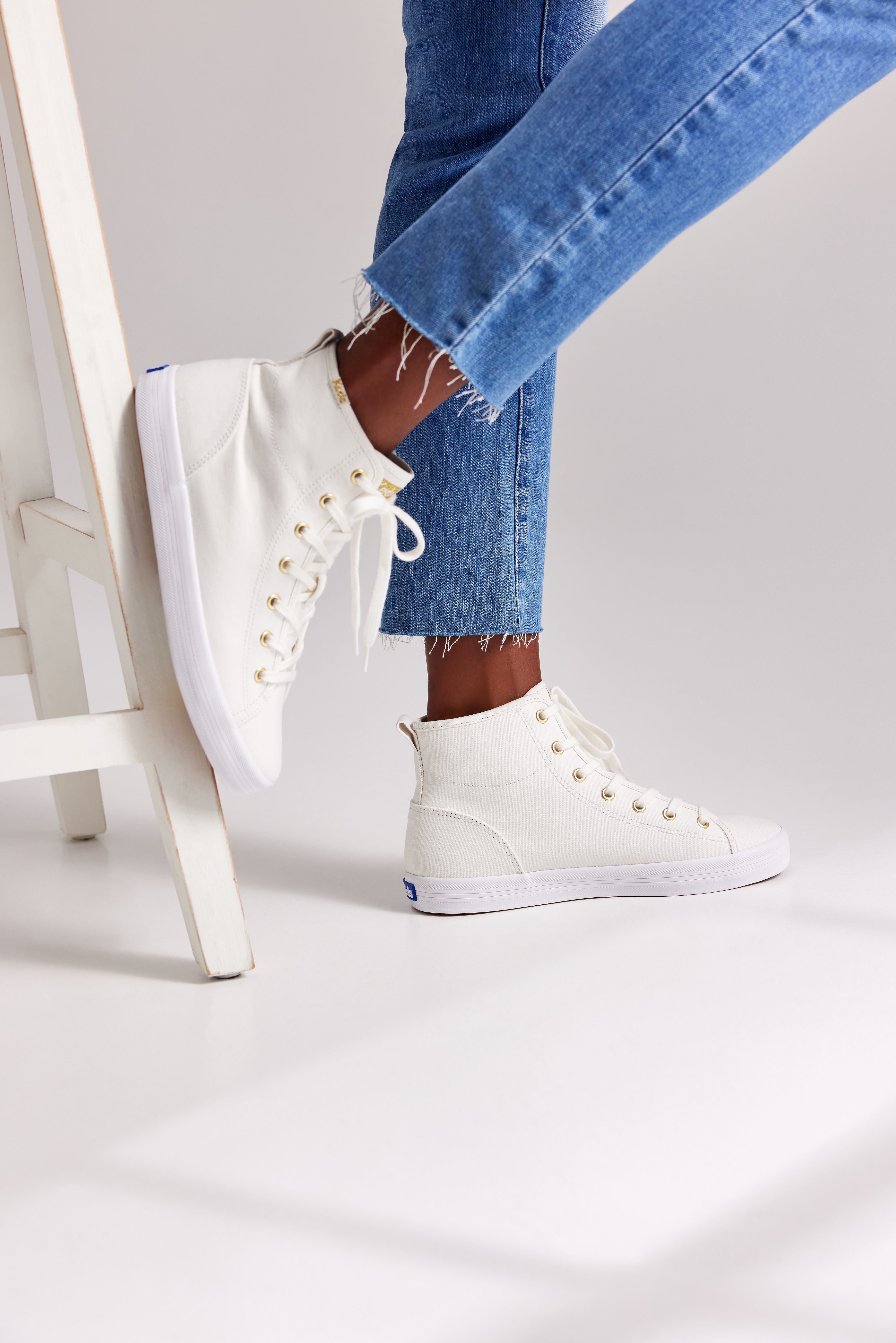 Giày Keds Nữ Cổ Cao - Kickstart High Canvas White - KD067261