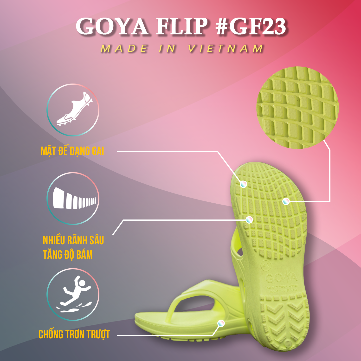 [HOT] Dép Thể thao chạy bộ Goya Flip GF23 - Màu Neon
