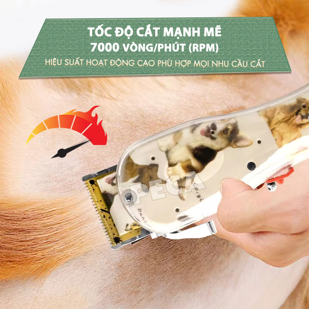 Tông đơ cắt lông thú cưng Kemei KM-CW2100 sử dụng không dây có thể cắt cho chó, mèo...công suất mạnh 5W - Hàng chính hãng