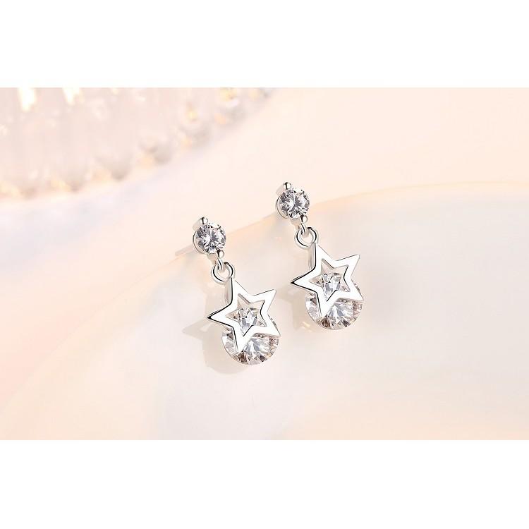 BÔNG TAI BẠC TA GẮN ĐÁ NHỎ SAO SÁNG