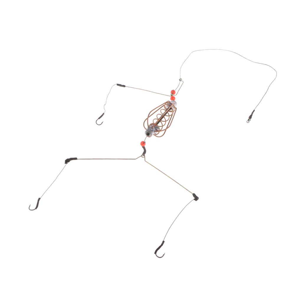 Fishing Feeder Basket Holder Fishing Bait Cage with Line Hooks Sinker 20g