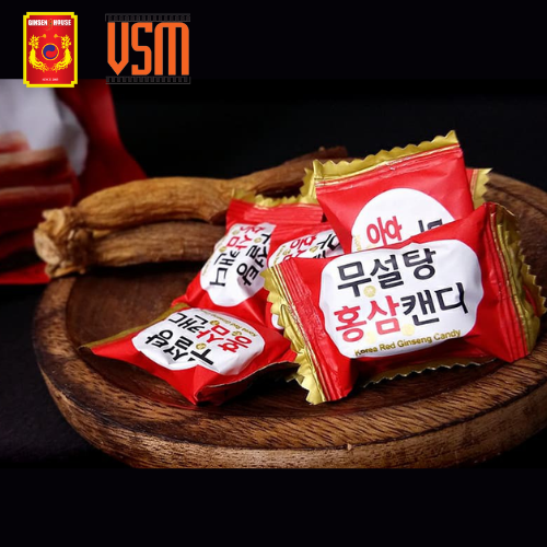 Kẹo Hồng Sâm Hàn Quốc Không Đường Ginseng House - Bịch đỏ 500g - Giảm Mệt Mỏi &amp; Căng Thẳng