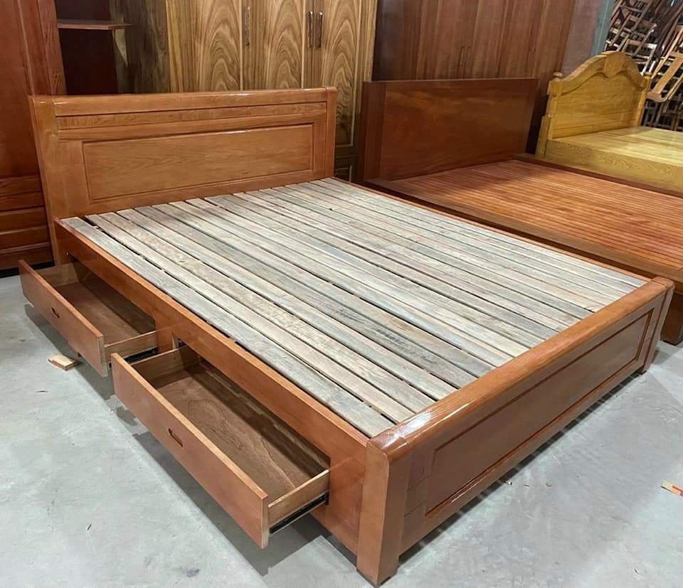 Giường Gỗ Sồi Nga Hộc kéo dạt thường 1m6 ,