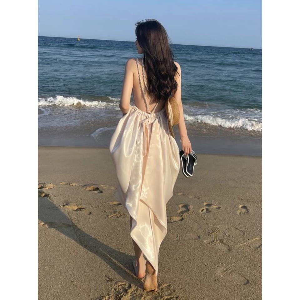 Đầm dáng suông họa tiết nơ sau lưng size S wabisabi