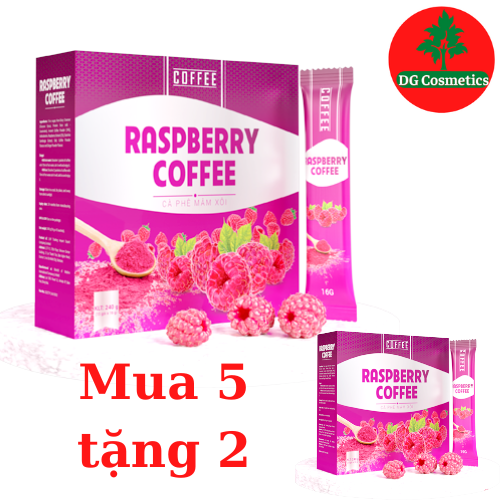 [ Mua 5 tặng 2 ] Cafe Mâm Xôi Giảm Cân Raspberry Coffee - Hộp 15 gói