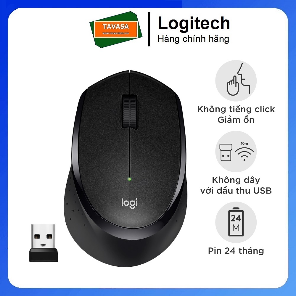 Chuột không dây Logitech M330 Silent Plus giảm ồn 90% - USB 2.4GHz, pin 2 năm, phù hợp người thuận tay phải, PC/ Laptop - Màu