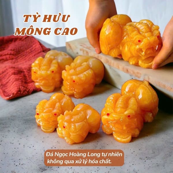Cặp Tỳ Hưu Mông Cao Ngọc Hoàng Long 8cm mẫu mới