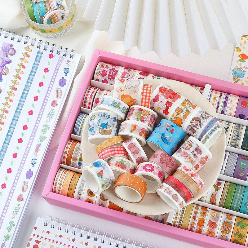 Washi Tape Trang Trí Sổ Nhiều Họa Tiết Siêu Cute - Băng Keo Washi Cute - Băng Dán Washi Dễ Thương (1 cuộn)