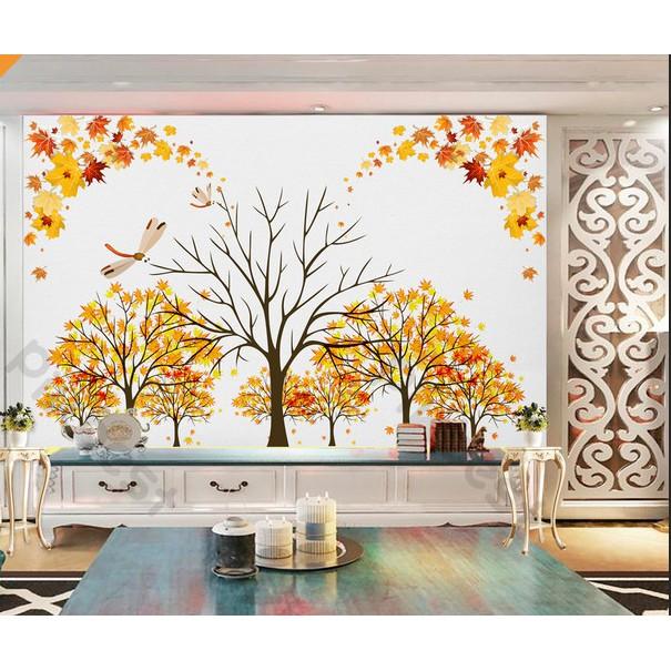 Tranh dán tường Bức tường lá phong tối giản, tranh dán tường 3d hiện đại MS652088
