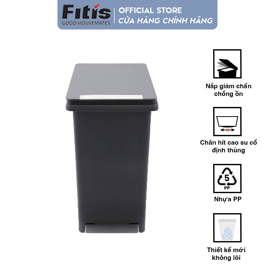 Thùng rác nhựa Fitis Compact PPS1-906 - xám - 10L