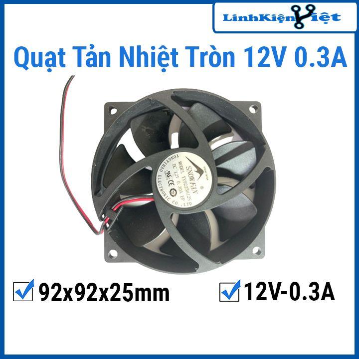 Quạt tản nhiệt tròn 9225 92x92x25mm điện áp 12V 0.3A làm mát, tản nhiệt thiết bị