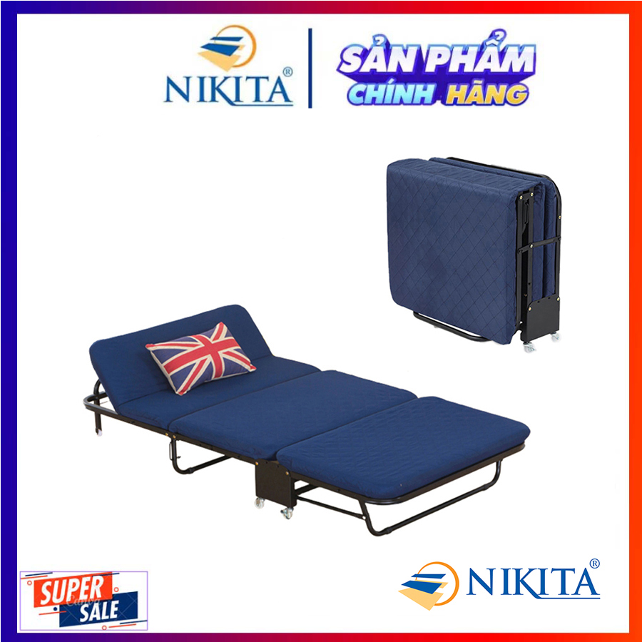 Giường ngủ thông minh gấp gọn NIKITA, Khung thép sơn tĩnh điện, Xếp gọn thành ghế sofa,  Bánh xe di chuyển dễ dàng