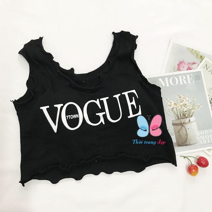 Áo Thun sát nách cho Nữ dáng Croptop từ 35-45kg in chữ vogue - AONU15