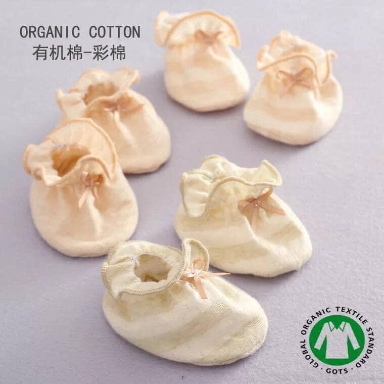 set 3 đôi tất chân sơ sinh 100% organic cotton hữu cơ tự nhiên thoáng mát an toàn cho bé