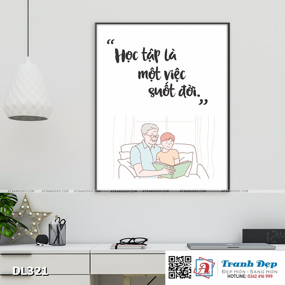 Tranh động lực trang trí phòng làm việc - Học tập là một việc suốt đời - DL321
