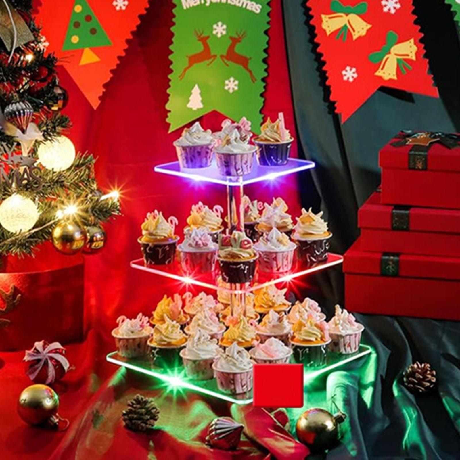 Cake Stand 3 Tier Cupcake Holder with Light Riser Display Stand Party Decor Acrylic Cupcake Stand Dessert Stand for Table Event Cookie Cake
