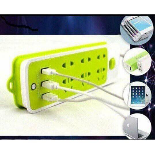 Ổ cắm điện 6 phích cắm 3 cổng usb