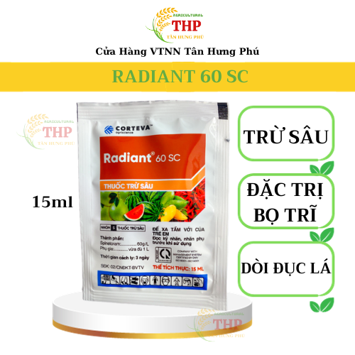 Chế phẩm Radiant 60SC | Chuyên diệt trừ bọ trĩ, các loại sâu xanh, sâu tơ | Gói 15ml