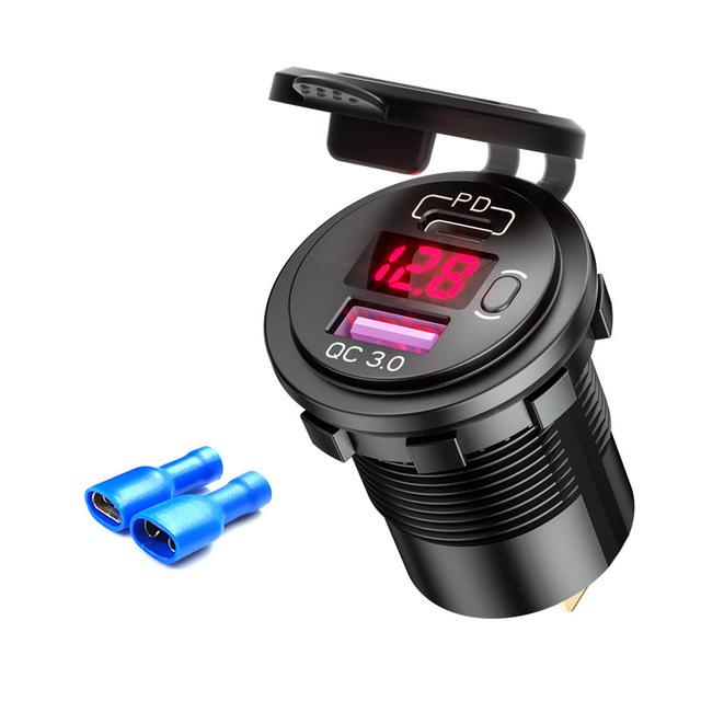 48W USB TYPE C Xe USB Ổ cắm bộ sạc 12V/24V ổ cắm USB kép PD3.0 & QC3.0