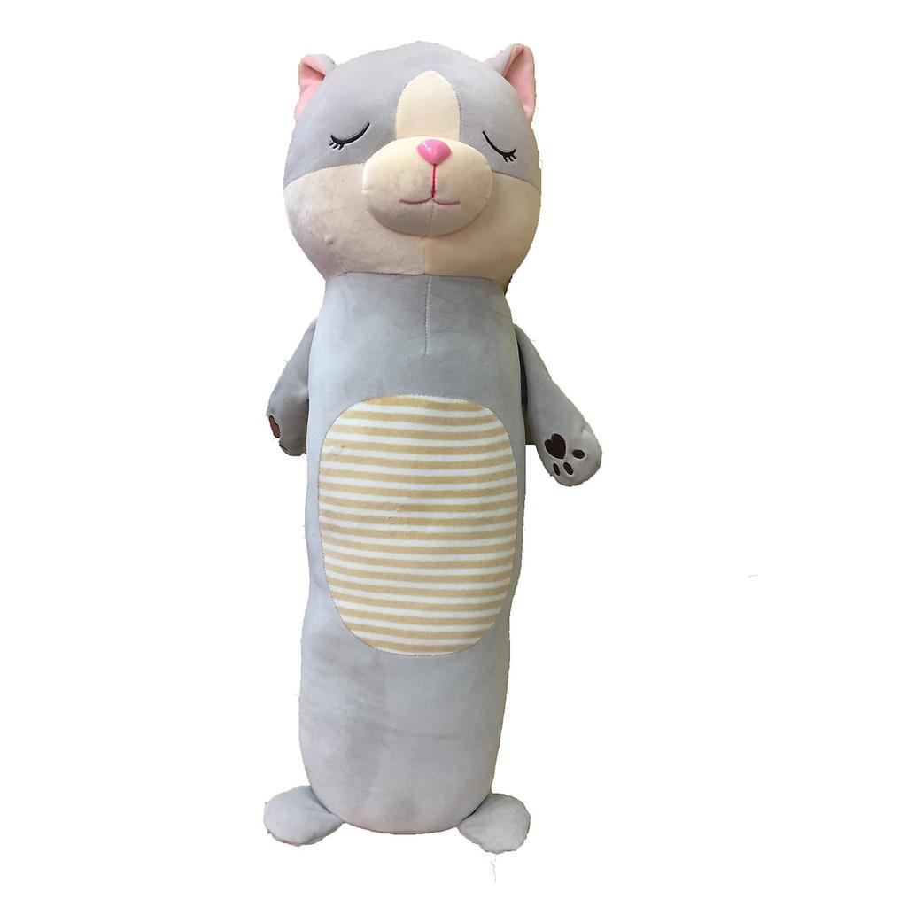 Gối Ôm Con Cáo Xám Nhắm Mắt 65cm Vải Miniso Siêu Mịn, An Toàn, Hàng Loại 1 Cao Cấp (Tặng Kèm 1 Ví Da 12 Ngăn Đựng Thẻ ATM, Card Visit)