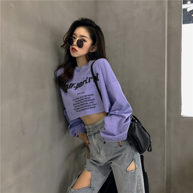 Áo Phông Ngắn Tay Cho Nữ, Áo Crop Top Tay Ngắn, Dáng Rộng, Phong Cách Hàn Quốc