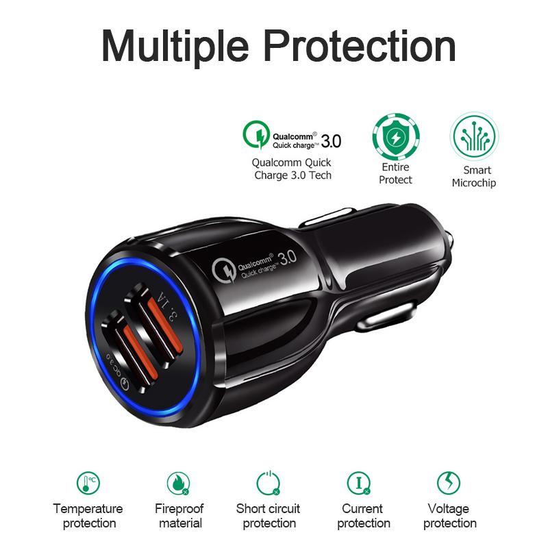 Bộ sạc xe nhanh QC3.0 Quick Charge Quick Dual USB Sạc nhanh cho điện thoại di động Bộ sạc sạc xe sạc nhanh