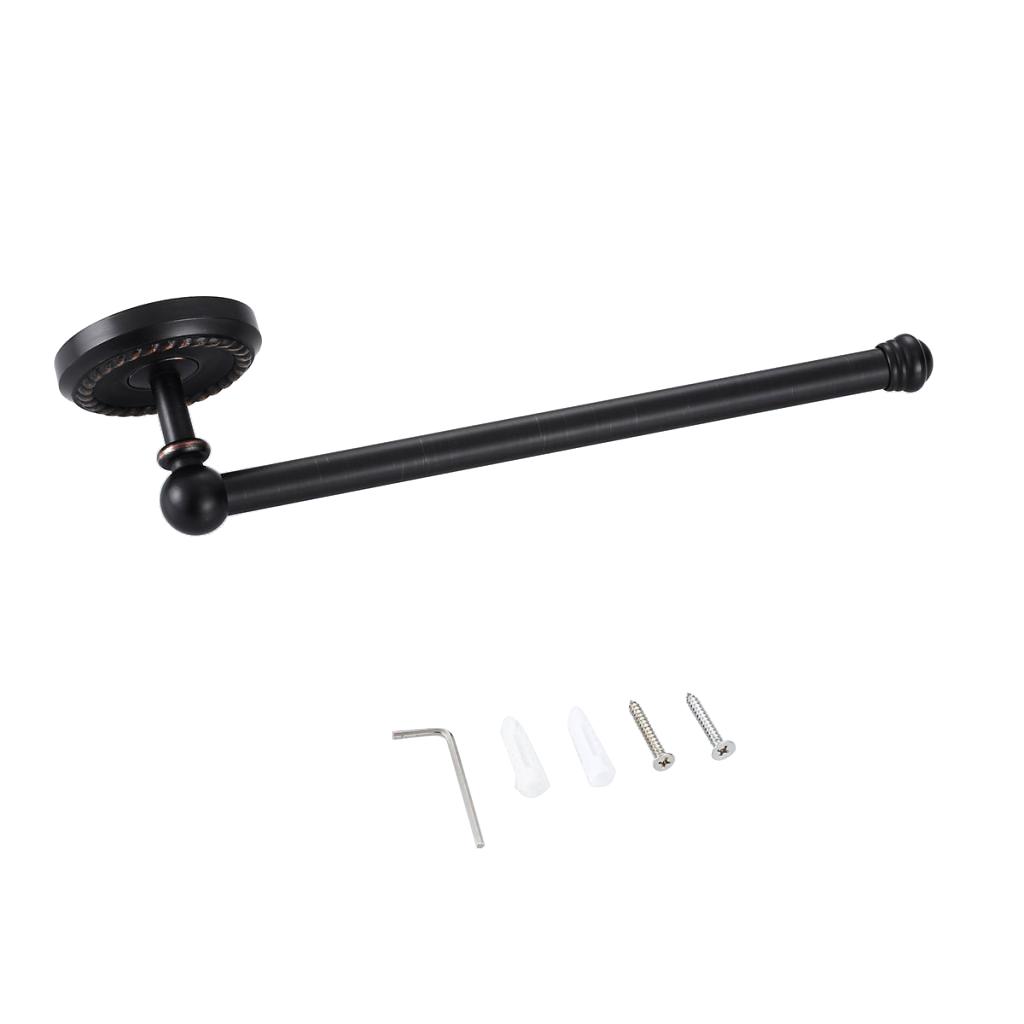 Black Bathroom Towel Rail Wall Mounted Hanging Rod Towel Bar Organizer #A