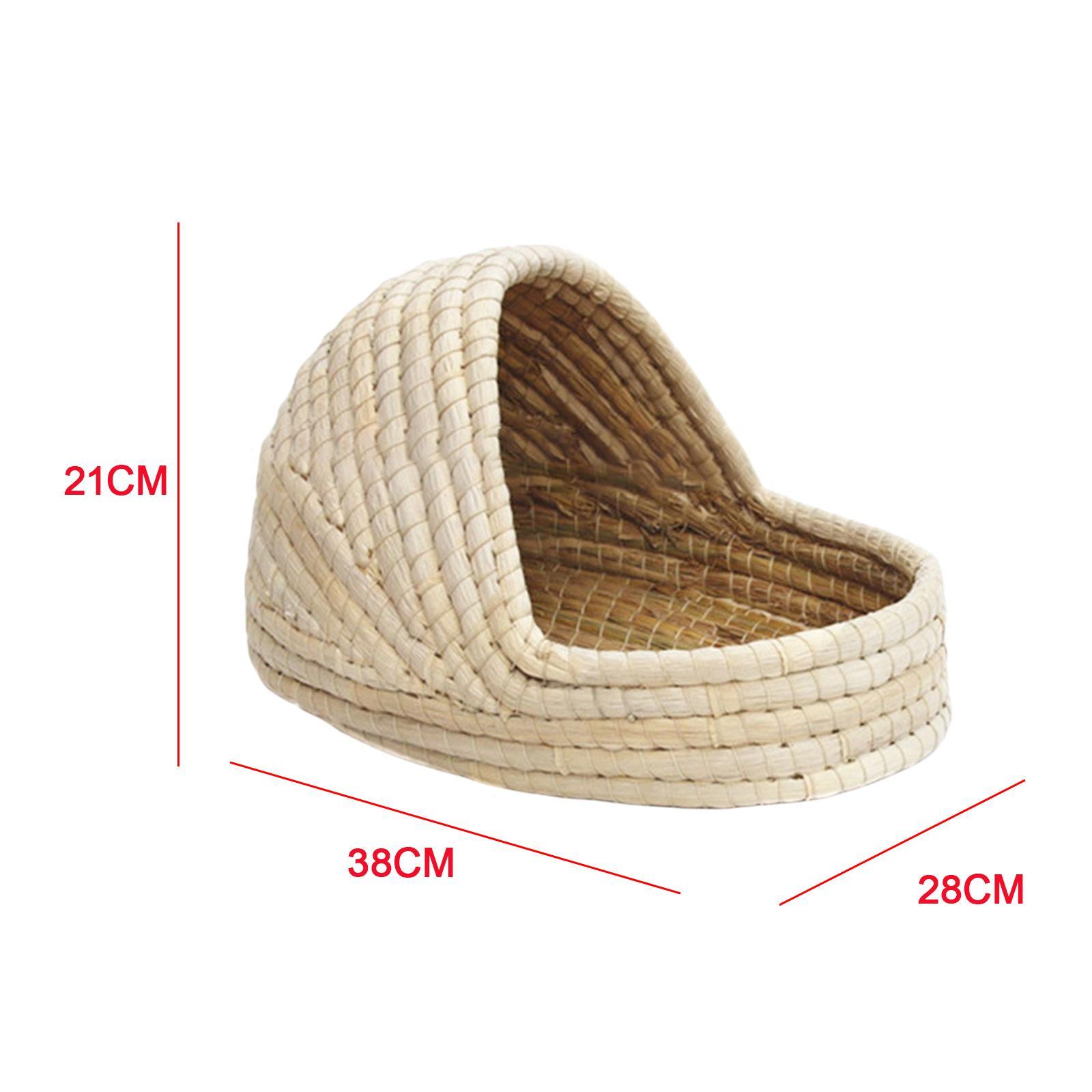 2-3pack Hand-Woven Straw Hamster Nest Cave Kitten Rabbit Grass House Bed Cage