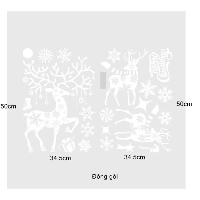 Decal trang trí Noel Hít Tĩnh Điện 2 mặt - TUẦN LỘC TRẮNG HOA TUYẾT