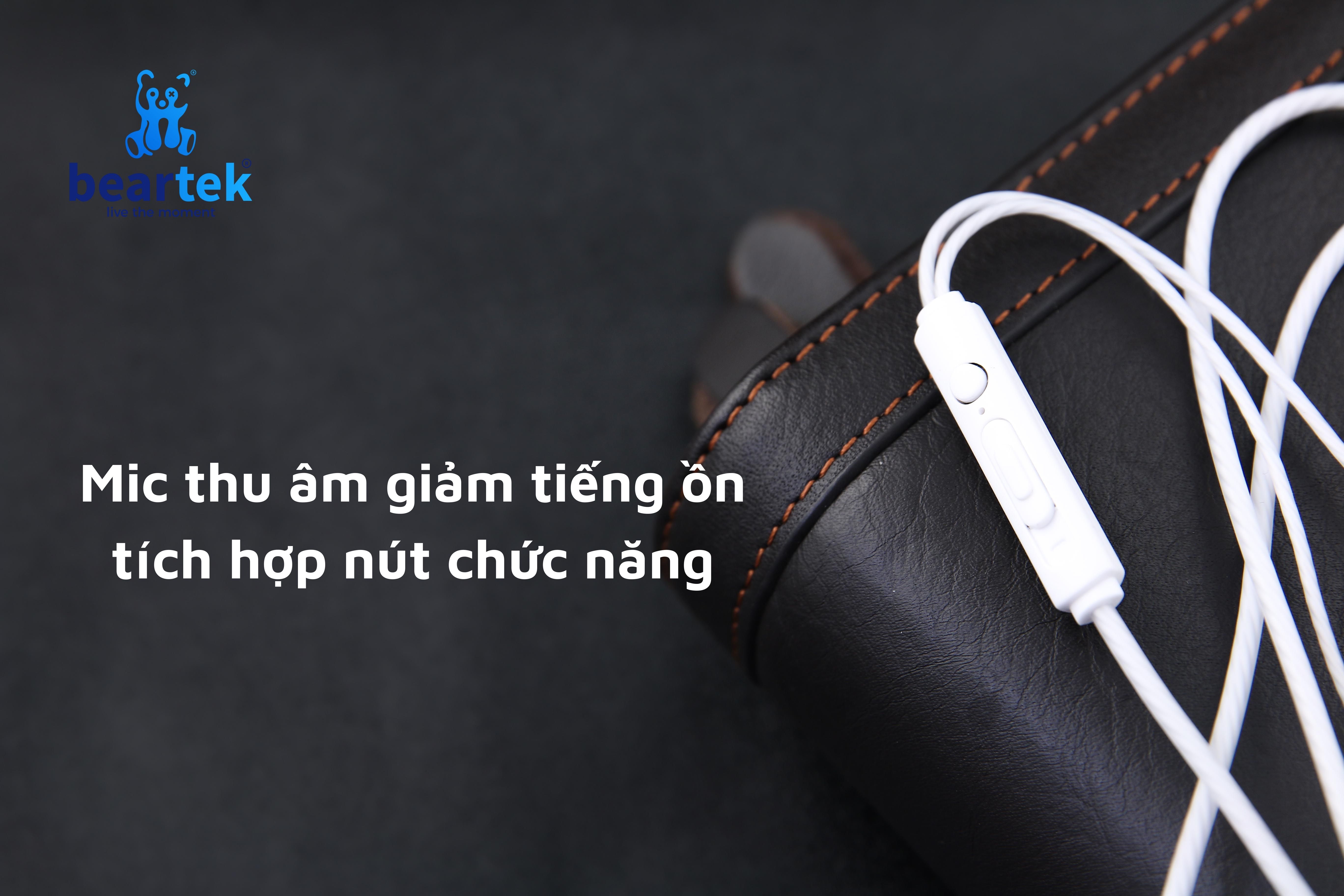 Tai nghe nhét tai có dây BEARTEK giắc cắm 3.5mm tích hợp micro chất lượng dành cho điện thoại / máy tính / laptop / PC – TAIDAY0002 – Hàng nhập khẩu