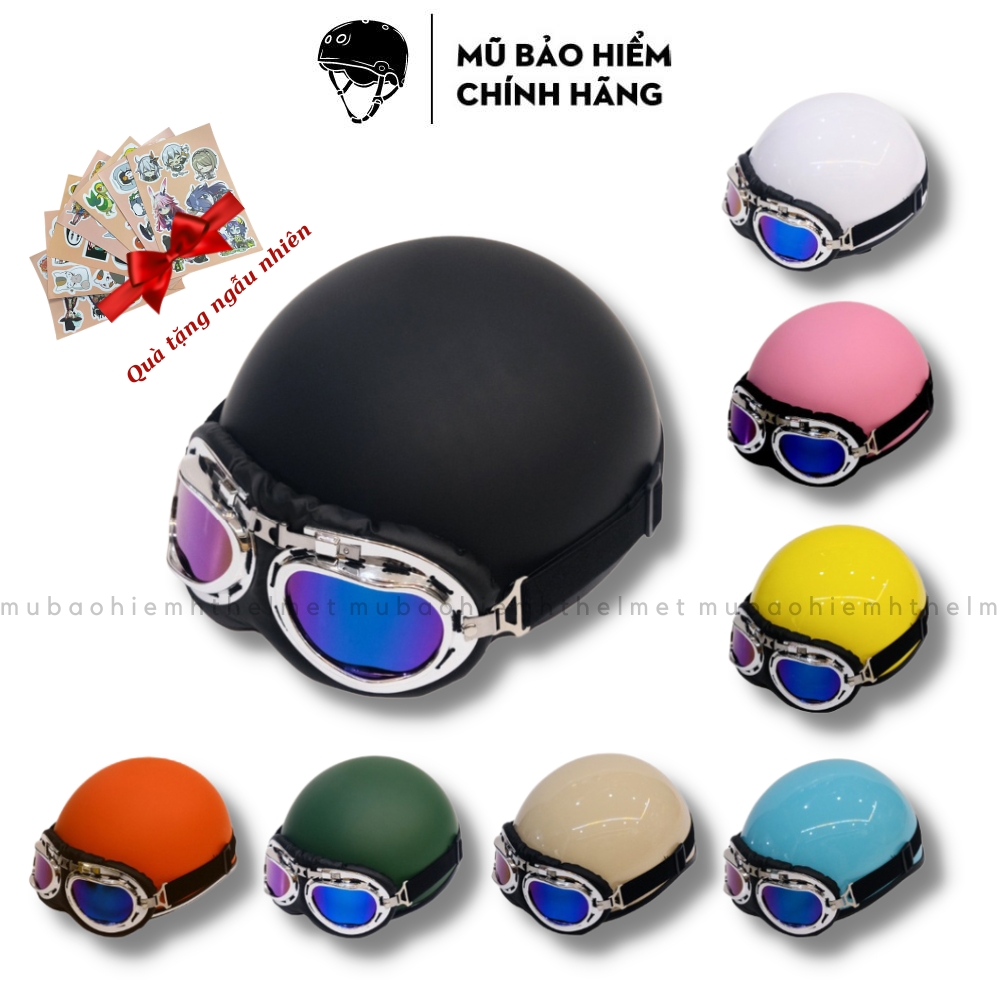 Mũ bảo hiểm nửa đầu chuyên phượt HT HELMET HP01, nón bảo hiểm nhiều màu sắc kèm kính phi công, UV thời trang, cá tính - Hàng chính hãng