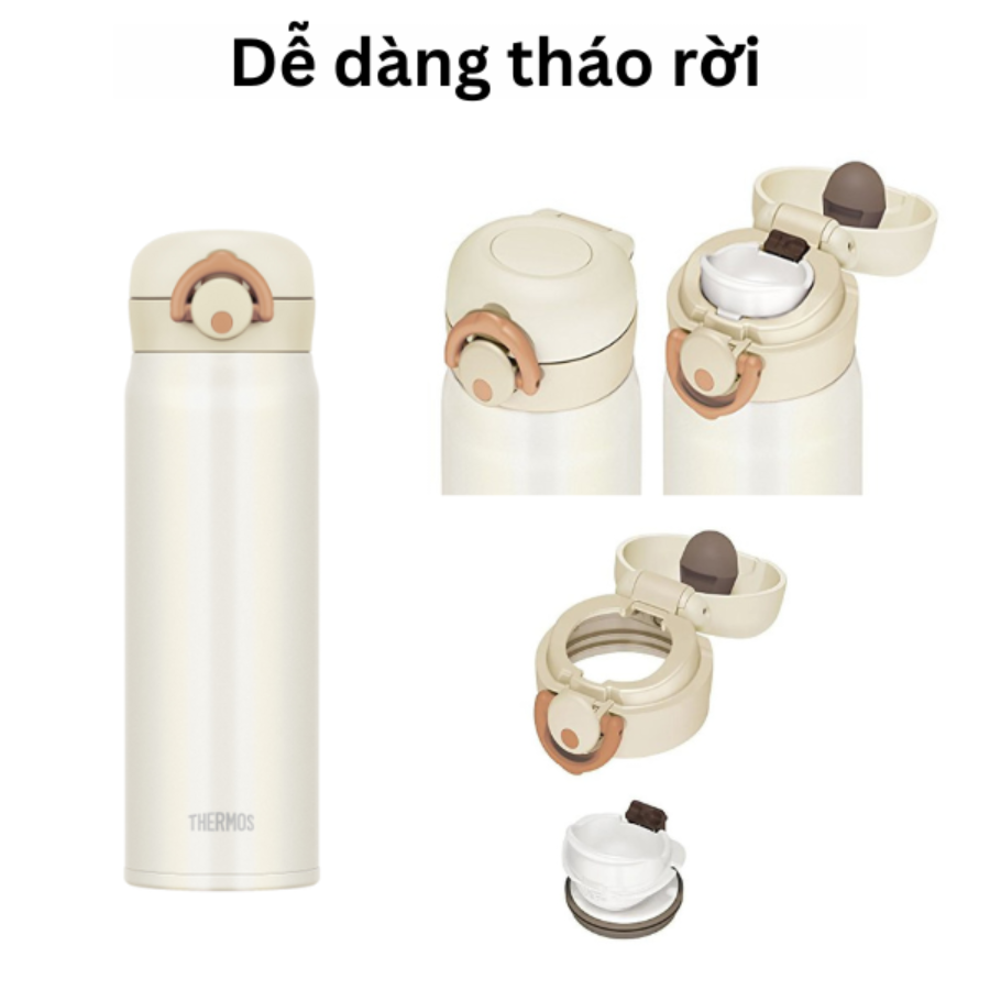 Bình giữ nhiệt Thermos nút bấm JNR-500 CRW 500ml màu trắng Hàng chính hãng