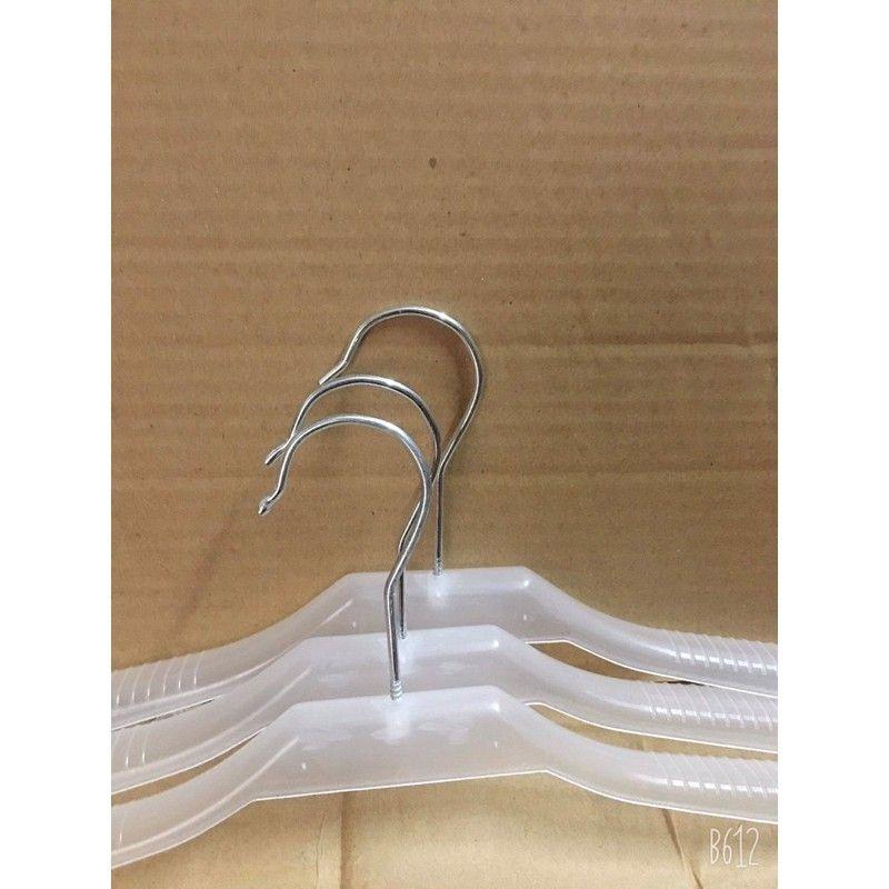 Combo 10 móc treo quần áo trẻ em - móc vai to trẻ em màu trắng trong,cứng cáp,đầu móc xoay 360 độ,chiều dài 35cm