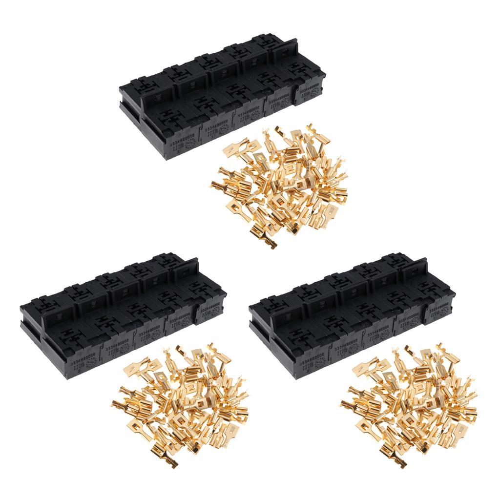 Black Relay Base Holder Socket + 150 Terminals - Suitable 5 Pin Relay, New