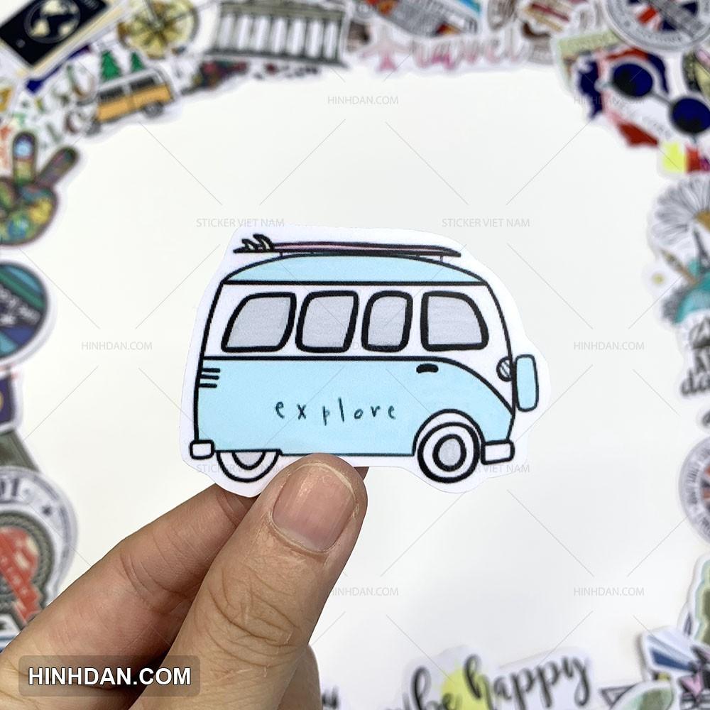 Sticker TRAVEL - DU LỊCH - Dán Trang Trí - Chất Liệu PVC Cán Màng Chất Lượng Cao Chống Nước, Chống Nắng, Không Bong Tróc Phai Màu