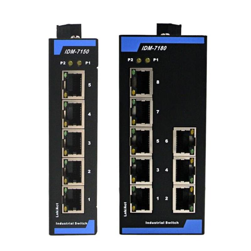 Switch Ethernet cấp công nghiệp 5 cổng 8 cổng Công tắc hướng dẫn 12V24V IDM-7180 IDM-7150