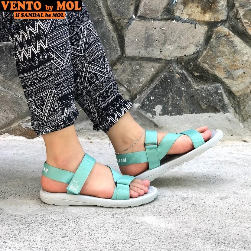 Giày sandal unisex nam nữ quai chéo vải dù đế mõng Slim có quai hậu cố định hiệu MOL mang đi học du lịch MS1166XL