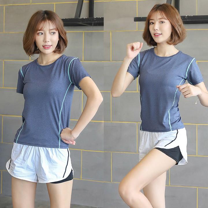 Set bộ thể thao nữ đồ tập gym quần đùi short áo thun tay ngắn năng động