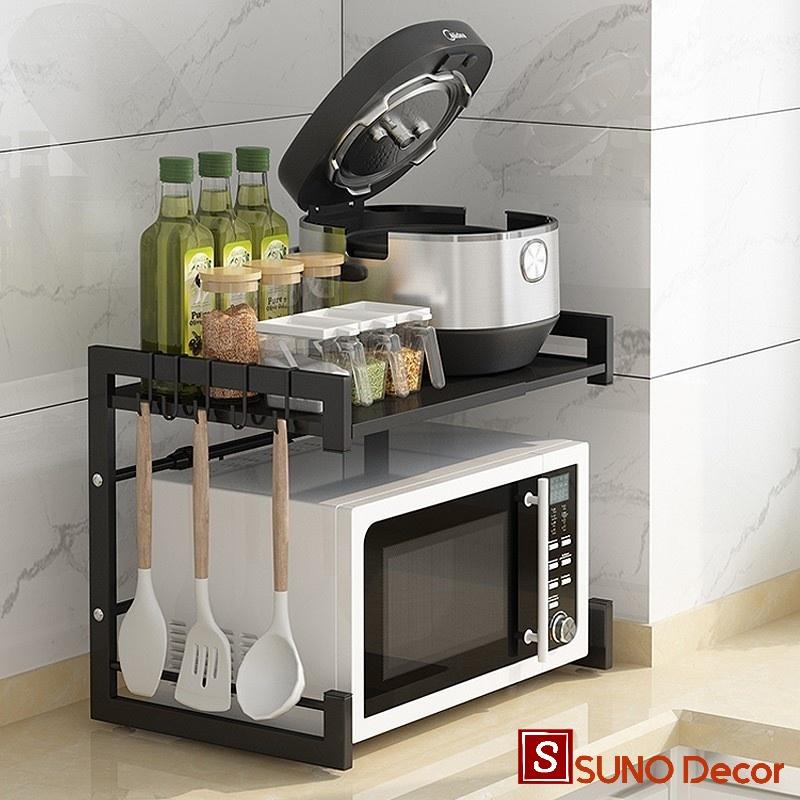 Kệ Để Lò Vi Sóng 2 Tầng Cao Cấp Tự Thay Đổi Kích Thước,Thép Chống Gỉ, Phù Hợp Mọi Loại Lò Vi Sóng